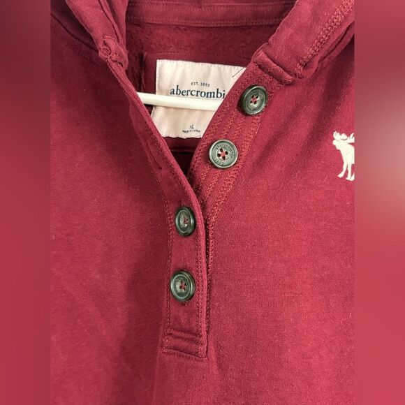 Abercrombie Kids Arm Logo Y2K Red Hoodie Pullover Sweatshirt Size XL Preppy Cute - Picture 3 of 10
